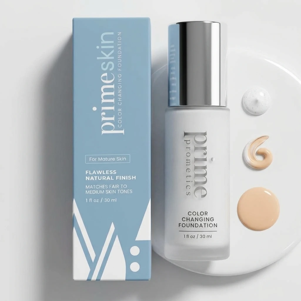 Prime Prometics Color Changing Foundation 30ml Tone Matching Liquid Makeup Flawless Natural Finish Waterproof Face Base Cream