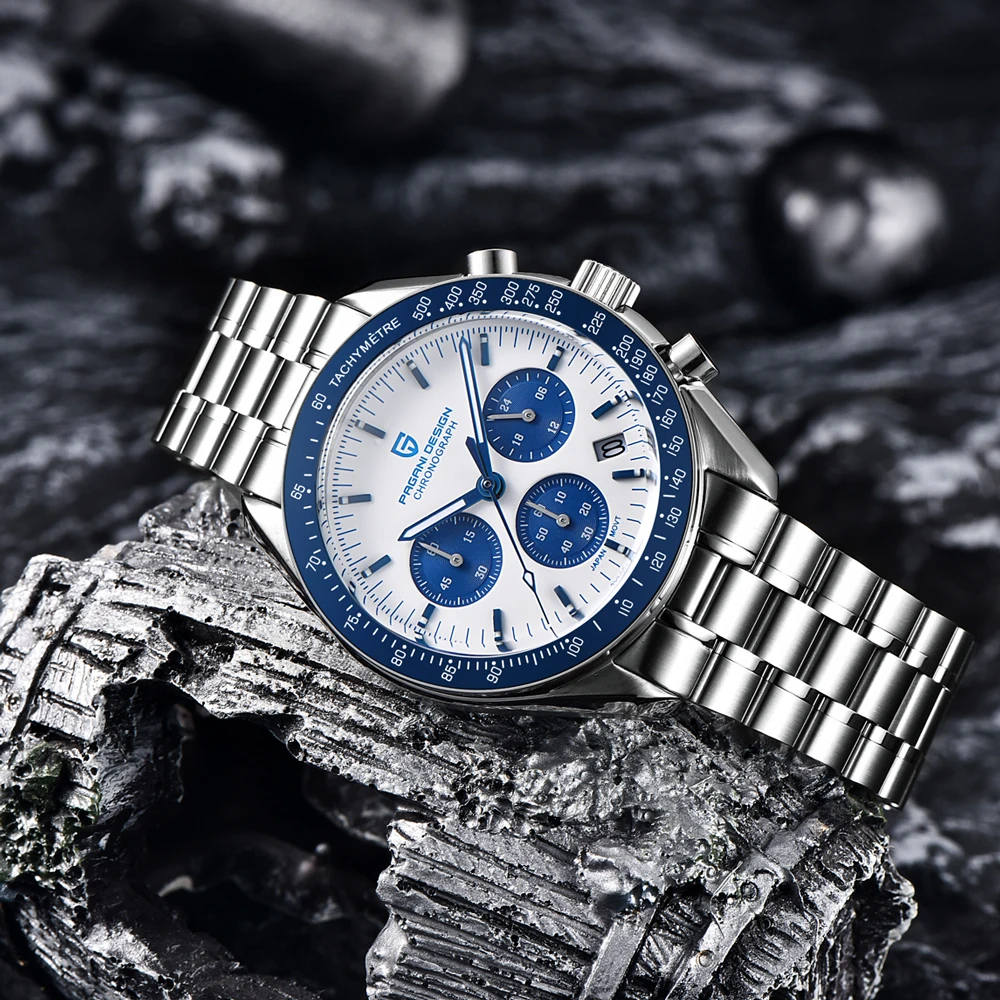 PAGANI DESIGN Neue Herren-Quarzuhr Goldene Monduhr Herren VK63 Speed Sport-Chronograph AR Saphir Leuchtend Lokaler Versand – Detail 11
