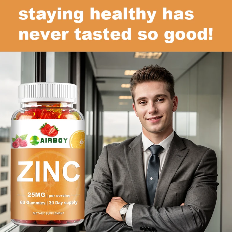 Zinc Gummies - Enhances Brain Function, Improves Mood and Memory, Antioxidant - 60 Gummies