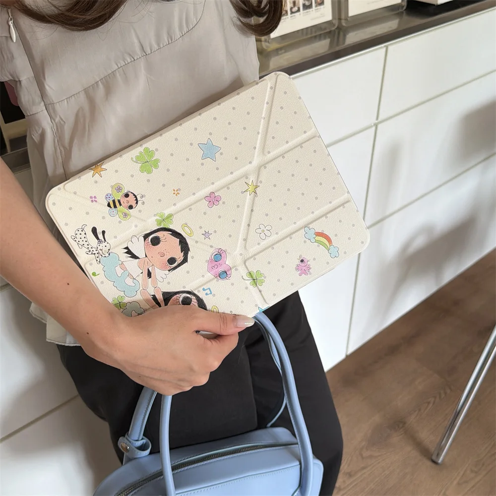 Polka Dot Flower Girl Case for iPad 10th 10.9 11th Pro 2025 2024 13