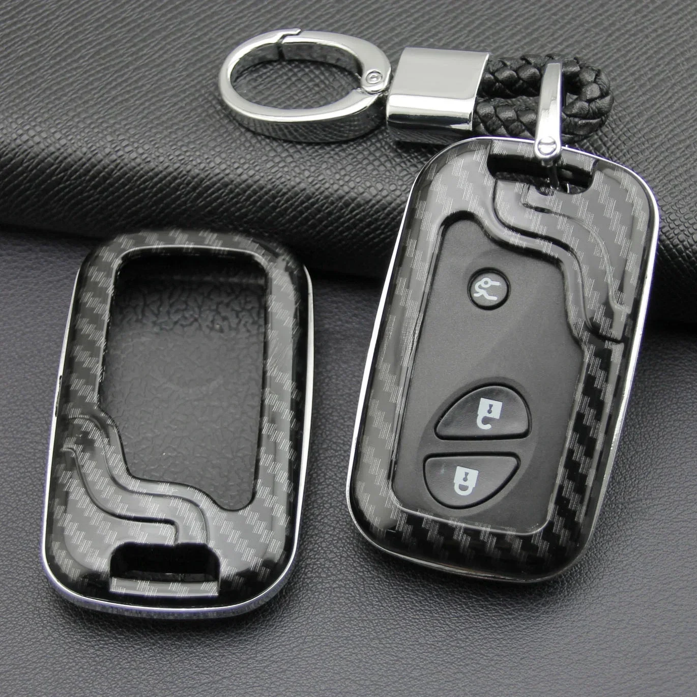 For Lexus 2005-2019 LS GS HS LX IS ES RX GX CT Carbon Fiber Car Smart Key Fob Chain Case Cover Shell Ring Holder 300 350 450h