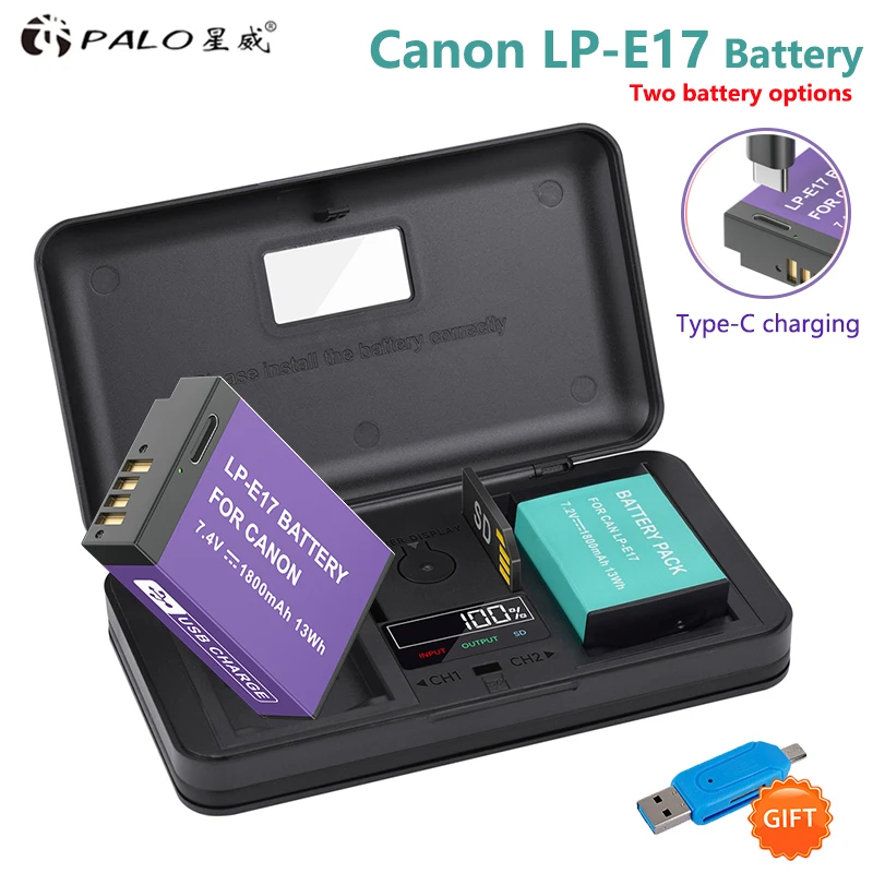 2-4Pcs LPE17 LP E17 LP-E17 Battery with Type-C Input for canon EOS RP 200 250D M3 M5 M6 750D 760D T6i T6s 800D 8000D Kiss X8i