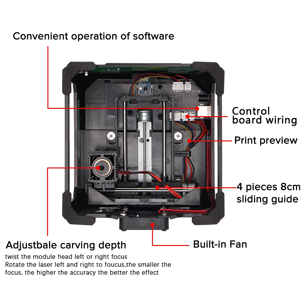 3000mw 레이저 조각기 CNC 3w 미니 레이저 조각 기계 DIY 로고 마크 프린터 커터, 휴대용 CNC 목공 기계