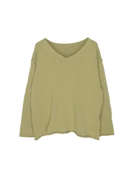 Pullover lavorati a maglia con scollo a V a maniche lunghe in cotone Oversize Slouchy da donna