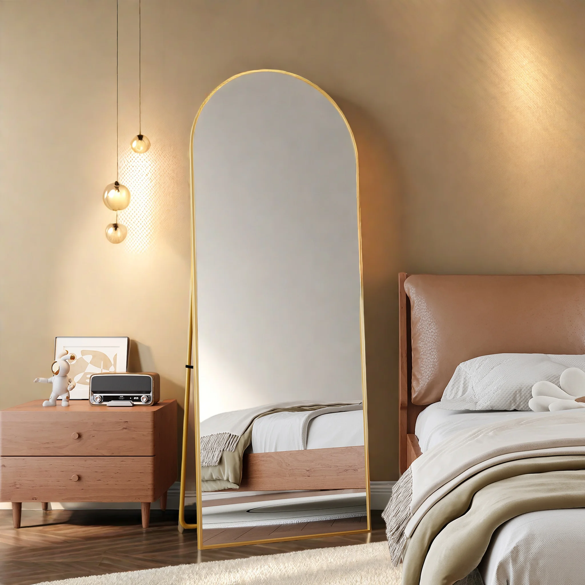 Specchio Else x 53 cm a figura intera, specchio con struttura in lega di alluminio, ampio specchio da pavimento, specchio da parete, Oro