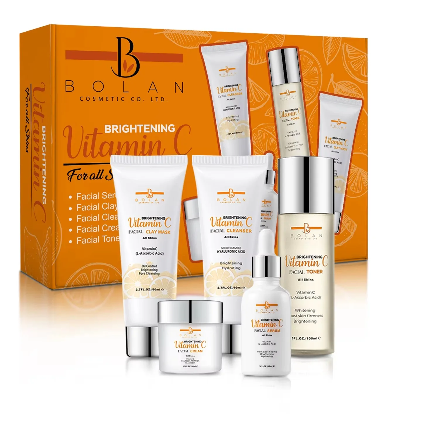 

Vitamin C Serum Skin Care Sets Moisturizing Face Cream Eye Cream Serum Essence Whitening Anti-Aging Facial Skin Care Kit