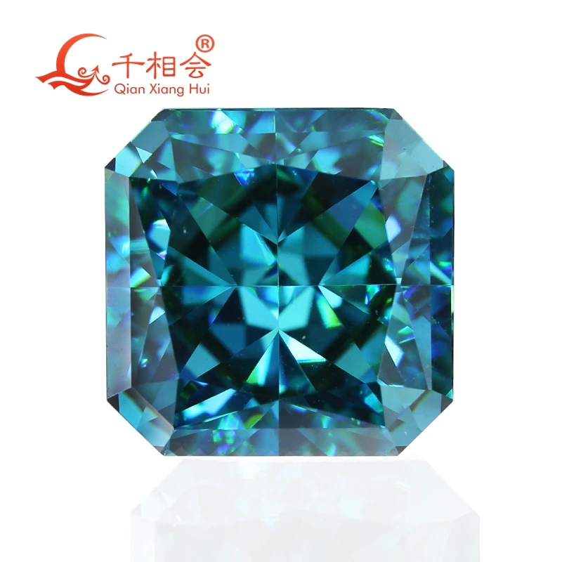 12 different color Paraiba dark blue color square shape radiant  crushed ice cut cubic zirconia loose stone cz stone