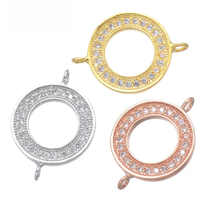 Materiały do ​​biżuterii Miedź Cyrkon Rhinestone Proste okrągłe okrągłe złącza do bransoletek DIY Naszyjniki Kolczyki Tworzenie biżuterii — zdjęcie 2