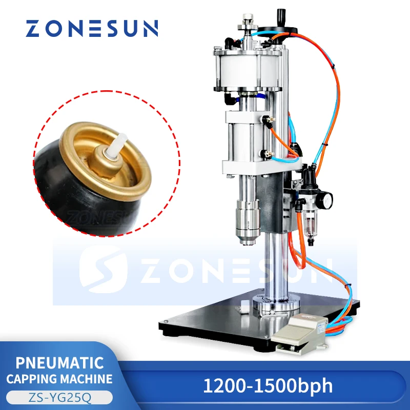 Zonesun ZS-YG25Q Pneumatic Aerosol Can Crimper Aerosol Can Sealing Machine Spray Paint Sealer Aluminum Tin Capping