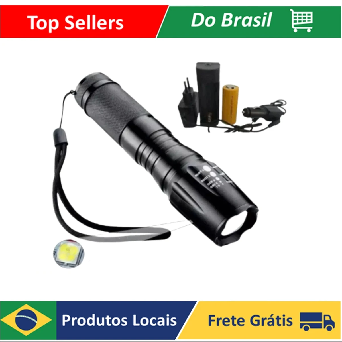 X900 Professional Military Tactical Flashlight with Zoom Rechargeable Flag Camping Light