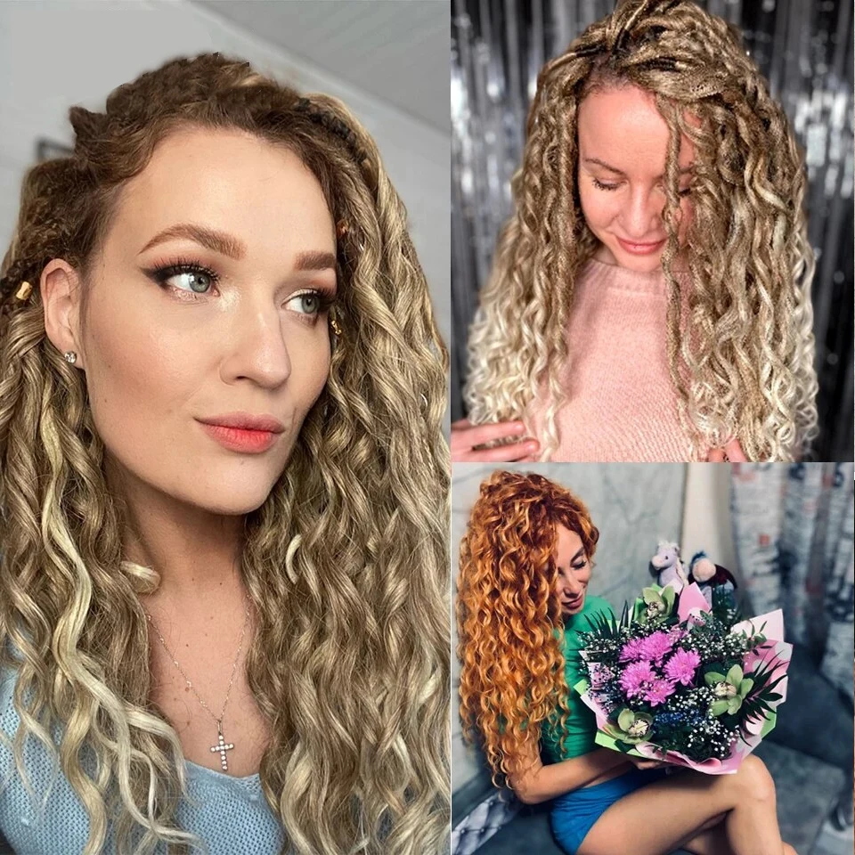 20 Zoll Afro Curly Twist Häkeln Haar verlängerungen synthetische Wasserwelle Häkeln Haar Zöpfe Göttin Twist Flechten Haar für Frauen