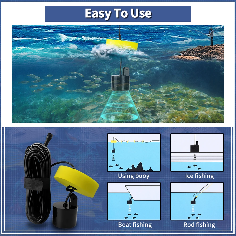 Erchang Draagbare Fish Finder Water Diepte Echolood Temperatuur Fishfinder Met Bedrade Sonar Sensor Transducer Voor Vissen