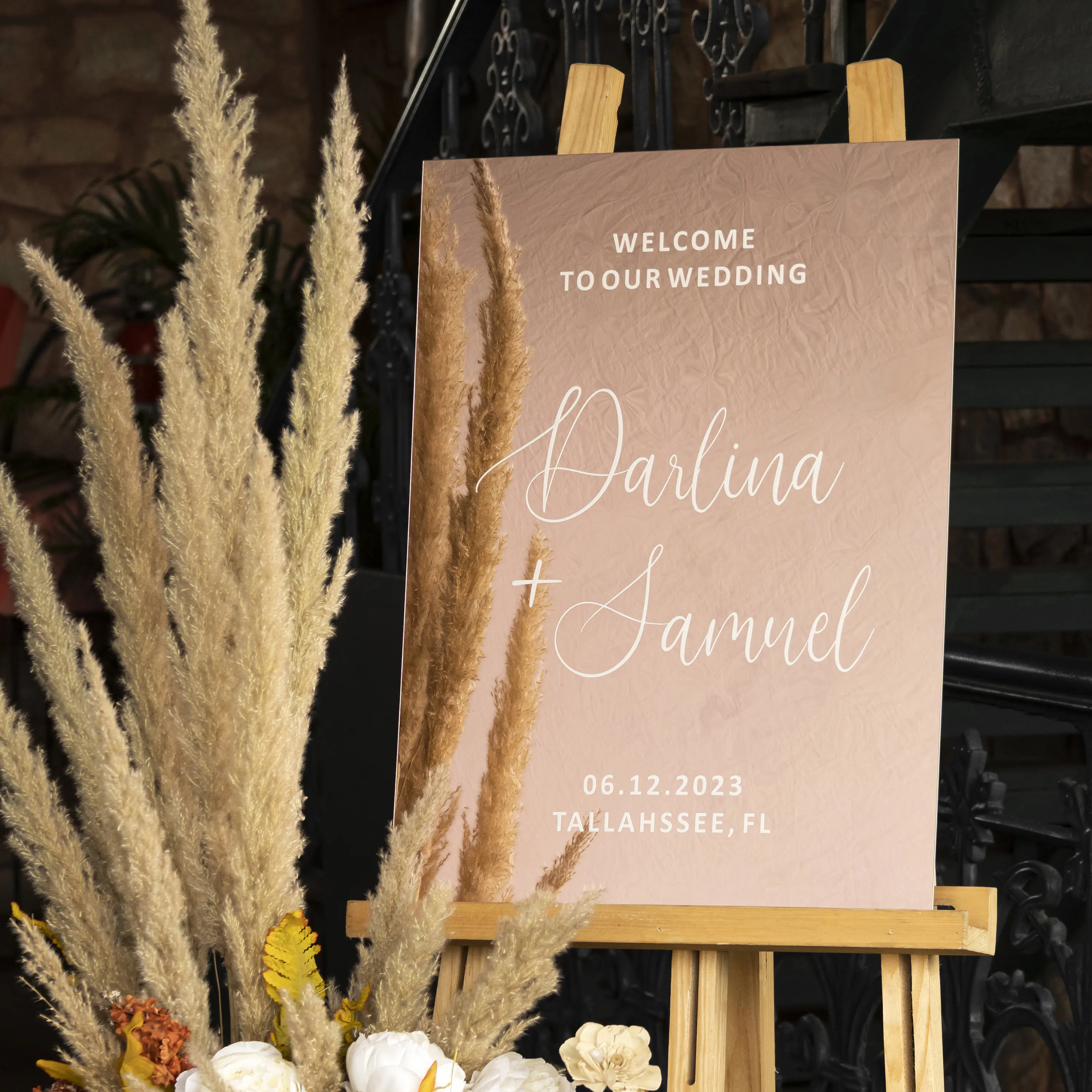 

Зеркальный акриловый знак приветствия из розового золота, зеркальный свадебный знак приветствия из розового золота, свадебный знак на заказ, персонализированный знак приветствия