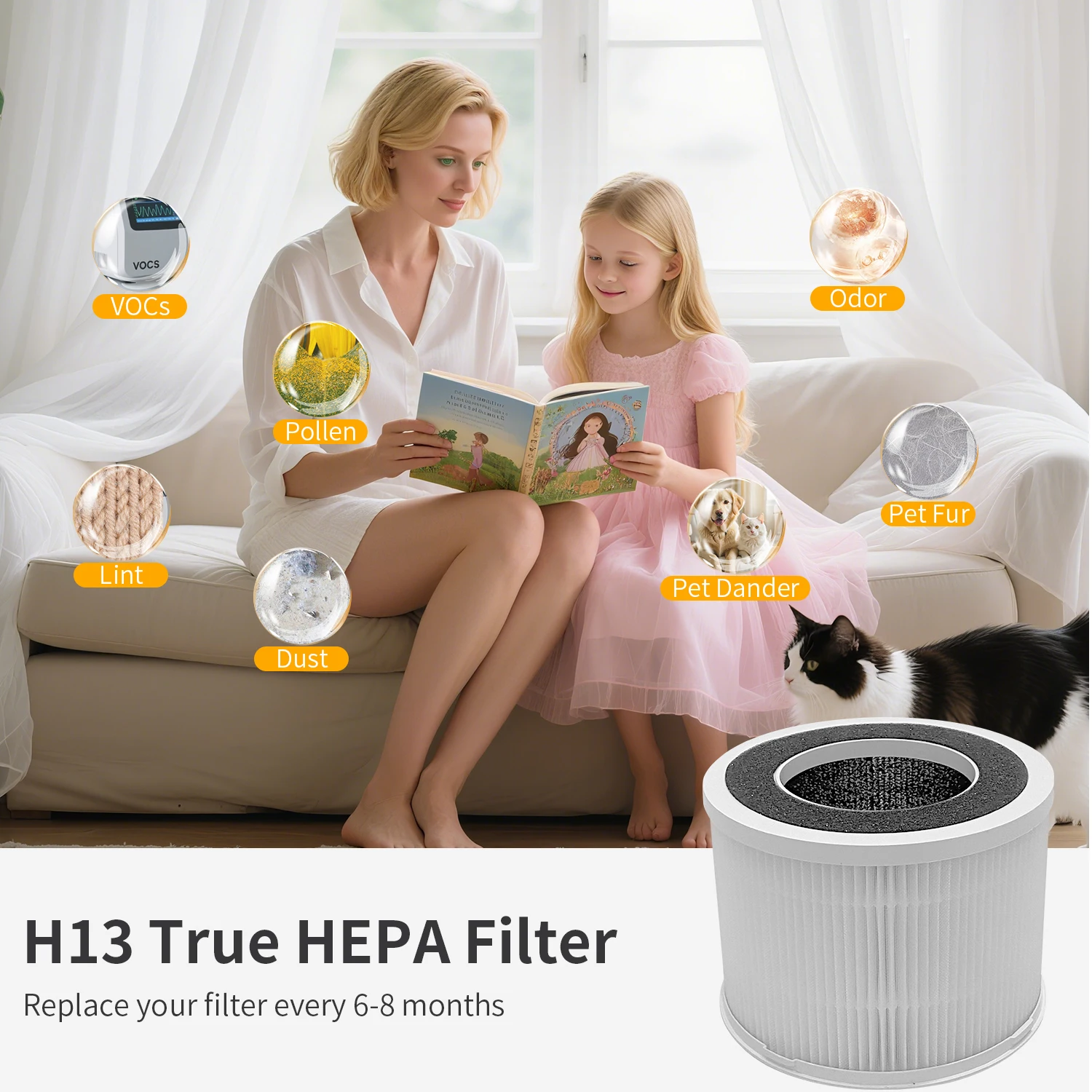 Chuboor  H13 Hepa Filters 3-in-1 High-Efficiency Filter With Activated Carbon Suitable For PJ07 Model