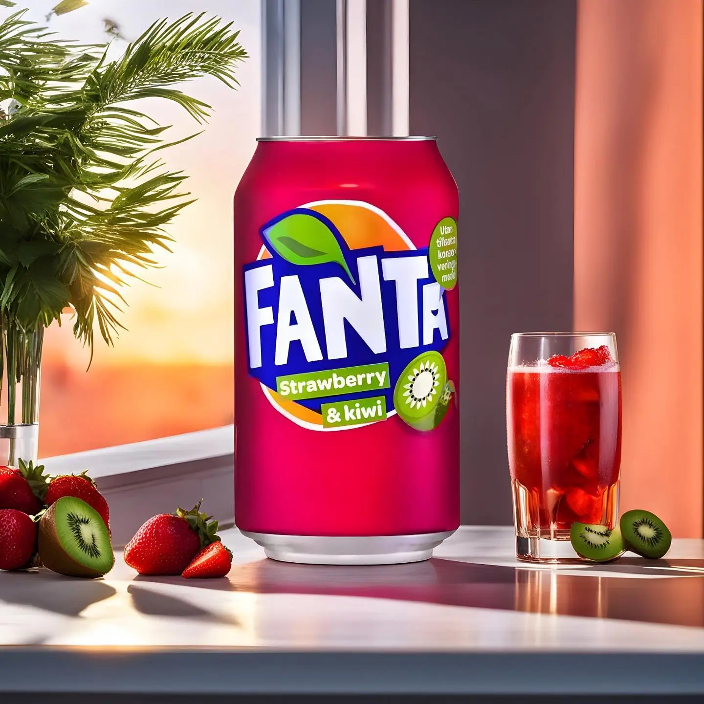 Fanta Popularny napój gazowany Smak truskawki i kiwi  330ml x 24