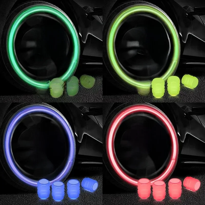 4. Uniwersalne fluorescencyjne świecące osłony trzpieni zaworu opony Nakrętka zaworu opony samochodowej Zielony / żółty / niebieski / czerwony proszek fluorescencyjny — zdjęcie 2