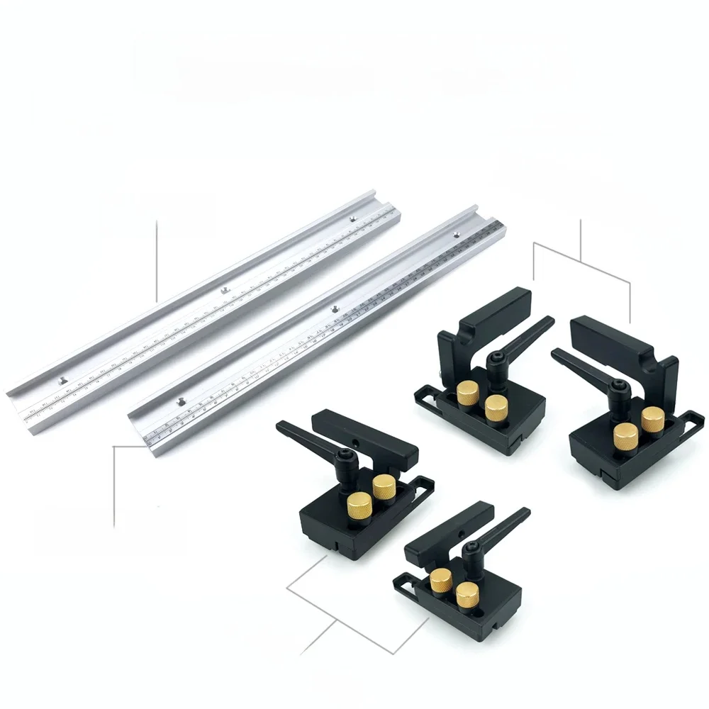 45 #   Chute T Track met Schaal T-tracks Slot Verstek Track 300-600mm 45 Type Chute, houtbewerking Tafelzaag Werkbank DIY Tool - afbeelding 2