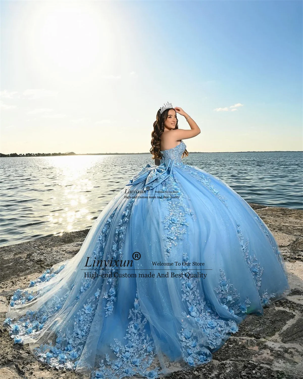 

Luxury Ball Gown Quinceanera Dresses 3D Flowers Appliques Lace Birthday Sweet 16 Dress Mexican Sweetheart Vestidos De 15 Anos