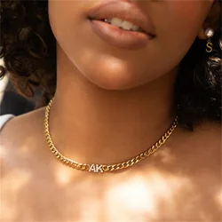 Custom Pearl Initial Choker Personalized Name Pendant Necklace Gold Plated Jewelry Gift For Women Girls