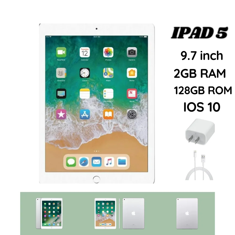 

Apple iPad 5-го поколения. Планшет Gen 9.7, 2 ГБ ОЗУ, 128 ГБ памяти, только Wi-Fi (серебристый) (восстановленный, в хорошем состоянии)