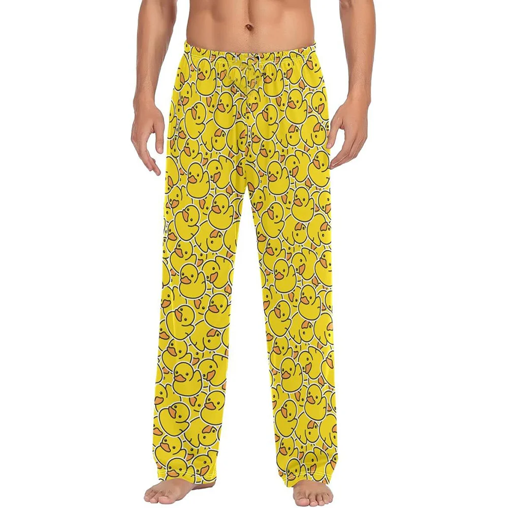 

Newest Cartoon Yellow Duck Pajama Pants Printed Casual Fashion Long Pants Autumn Winter Trendy Brand Trousers Kid/Adult Clothing