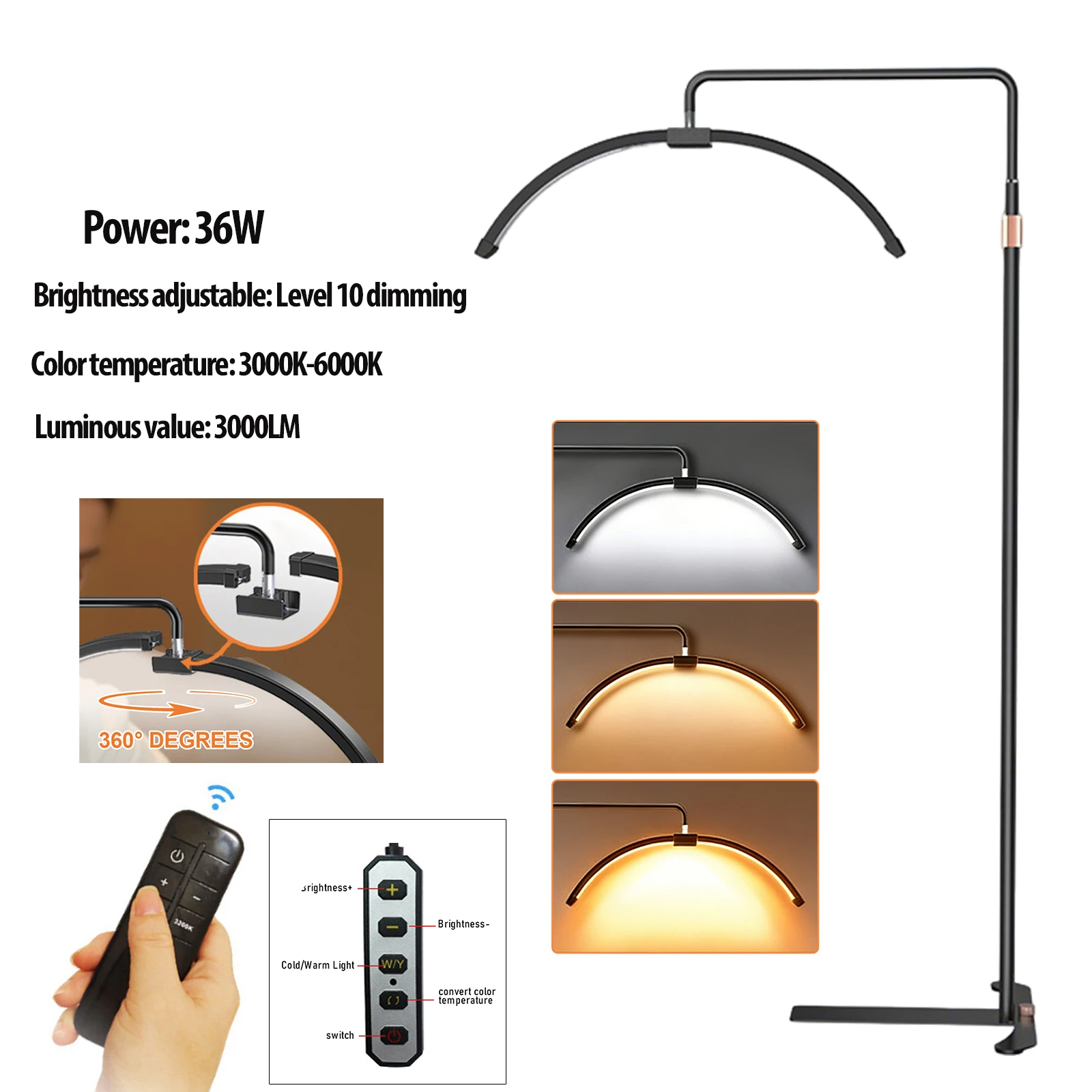 Draaibare wimperslampen halve maan licht 3000K-6000K LED maanlamp fotografie invullicht voor wimperextensions beauty vloerlampen