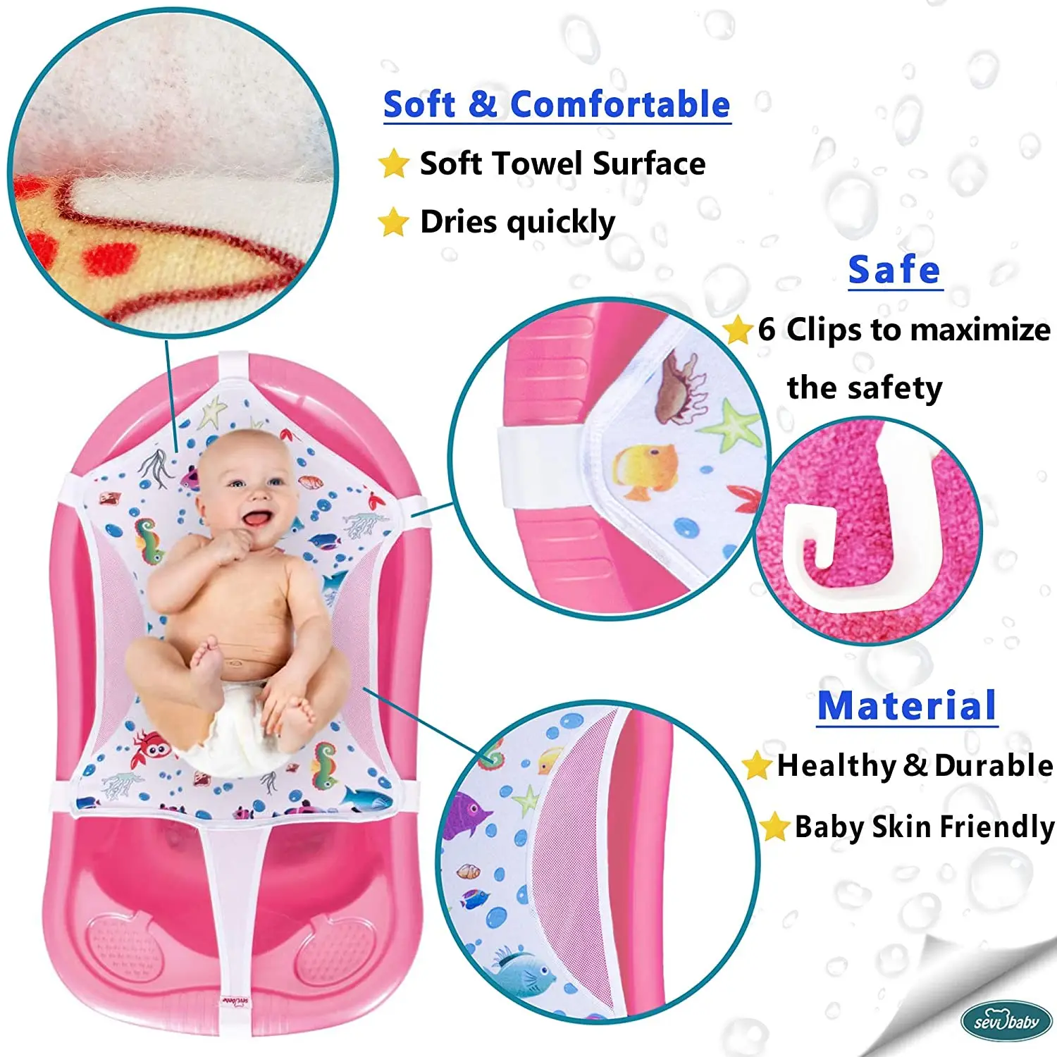 Baby Bath Seat Support Net, Patterned Bath Net with Six Safety Support Corner, Bathtub Shower Mesh, Premium Quality Bath Sling .