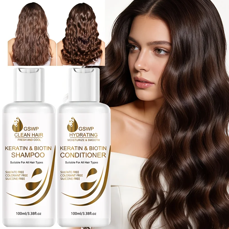 GSWP Keratin Biotin Shampoo & Conditioner, Moisturizes Hair & Scalp, Strengthens Hair,Deeply Cleanses and Moisturizes Hair.200ml