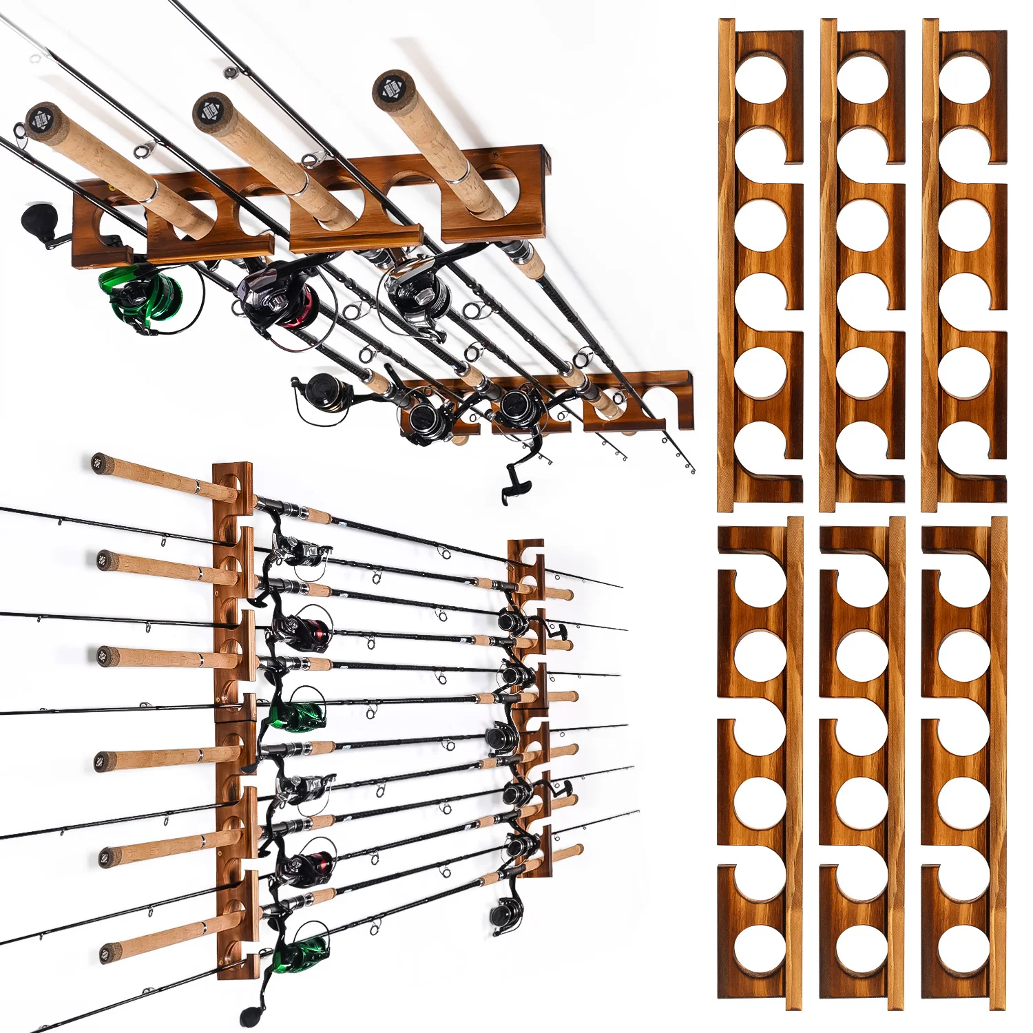 

Holds Up to 12 Rods Fishing Pole Racks Wall or Ceiling Mounted Holders for Garage Storage Organizer Gear Equipment Gifts
