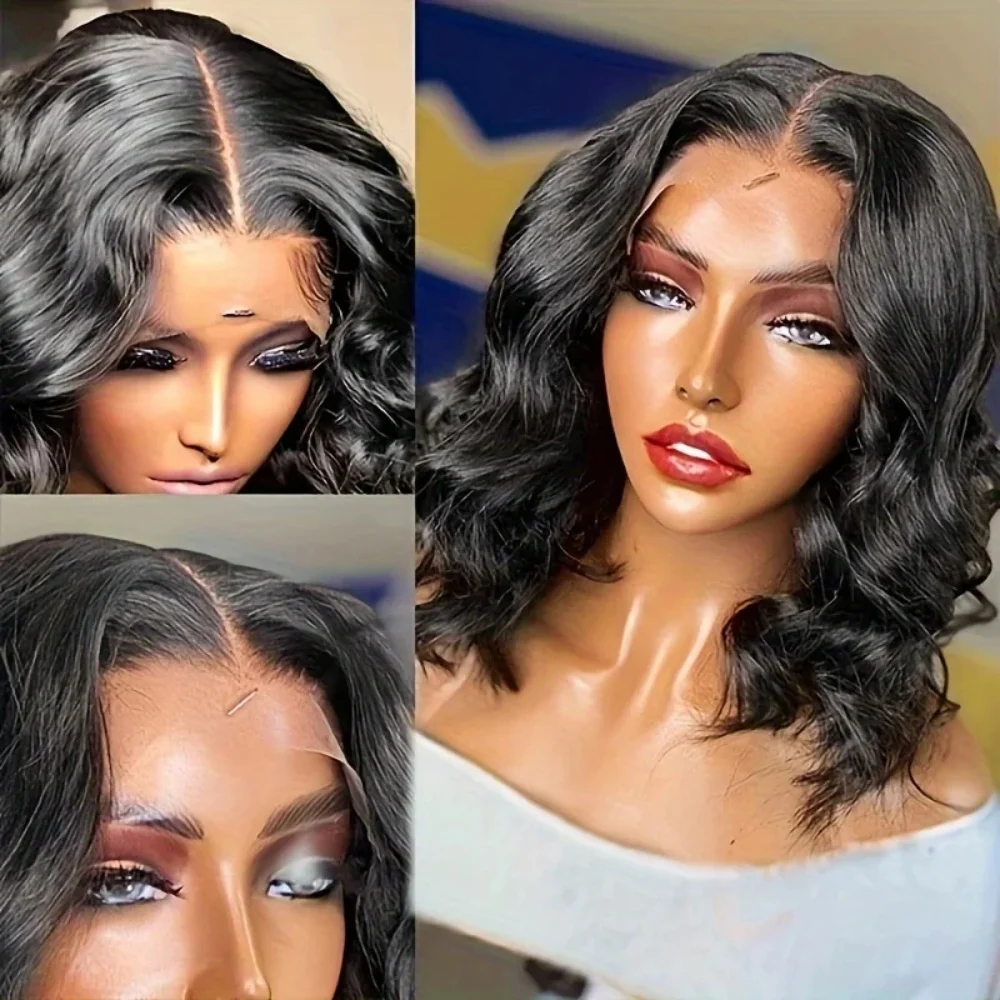 Tubuh gelombang pendek Bob 13X6 HD renda Wig Frontal rambut manusia Wig 13x4 transparan 4x4 mulus tanpa lem 100% Brasil untuk wanita