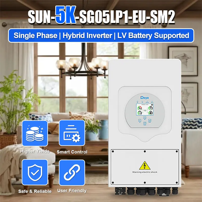 

Deye 5KW Hybrid Inverter SUN-5K-SG05LP1-EU-SM2 LV Battery Supported Higher yields CAN RS485 Tax Free Single Phase 2 MPPT IP65