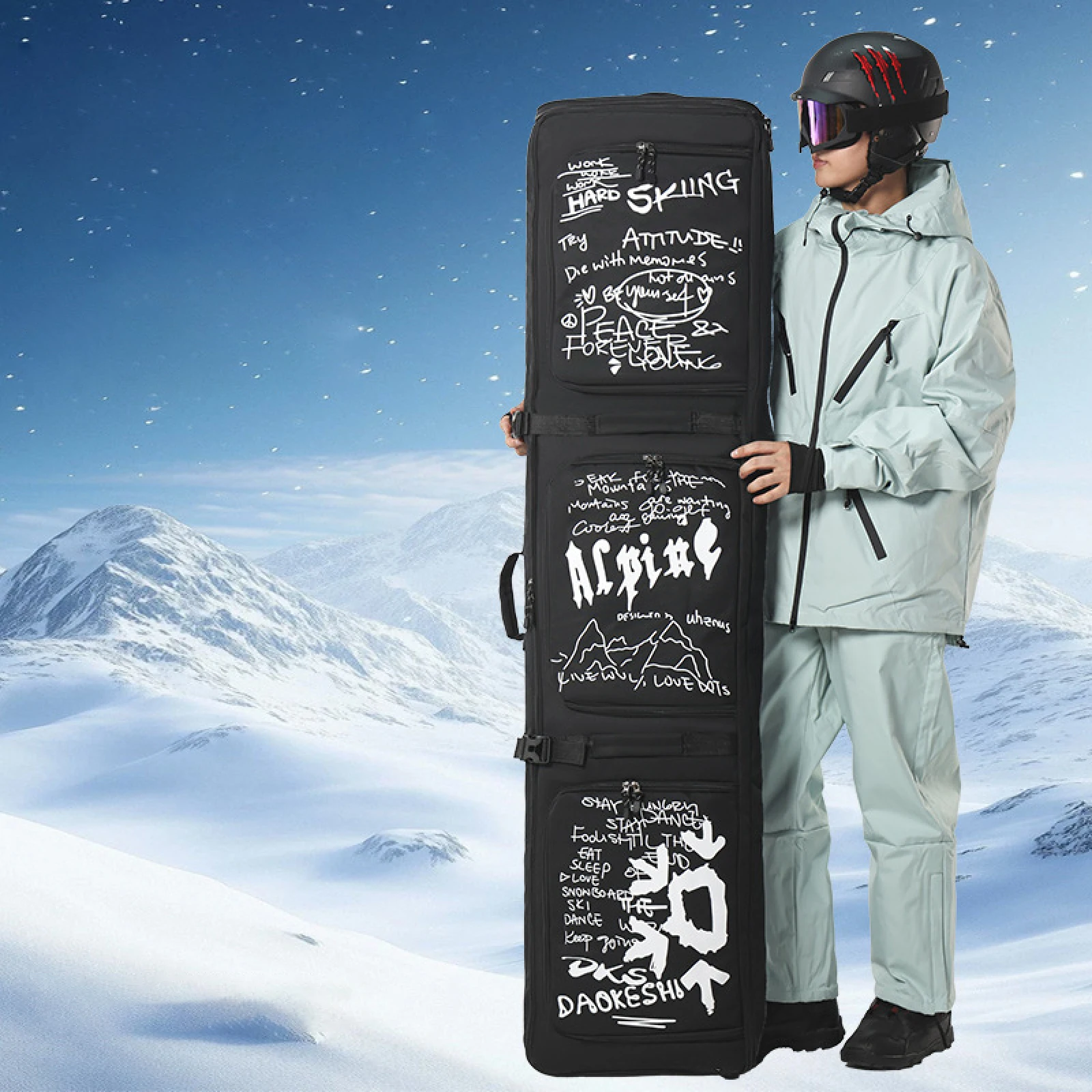 

145/165cm Rolling Ski Bag Backpack Waterproof Storage Snowboard Bag with Wheels Ski Accessories Winter Snow Gears Container Tote