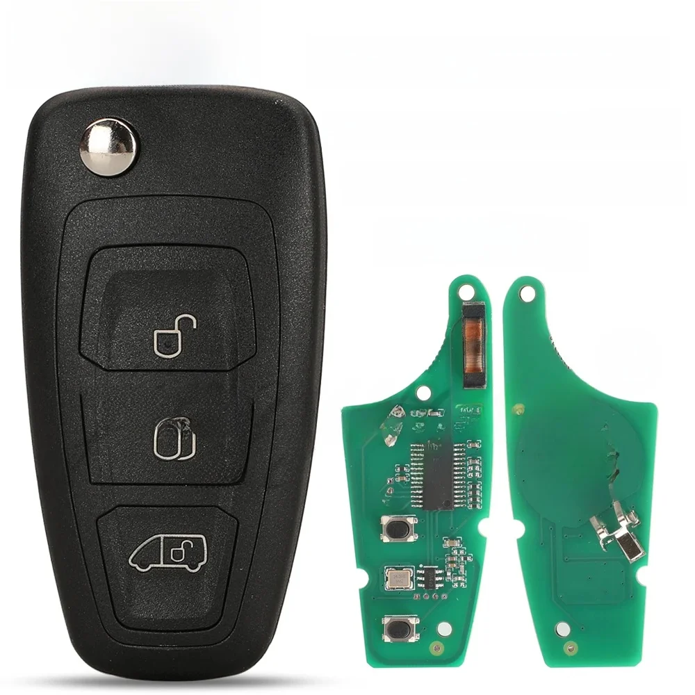 Jingyuqin 3 boutons télécommande voiture porte-clés pour Ford Transit Tourneo2016-2020 GK2T-15K601-AA /GK2T-15K601-AB 434MHz 49 puce