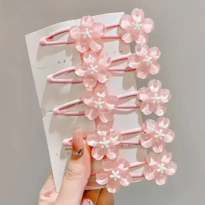 Pince à cheveux en forme de fleur de cerisier rose pour enfants, épingle à cheveux, frange, accessoires pour cheveux de princesse Dopamine, couvre-chef Flyaway, Clip BB latéral