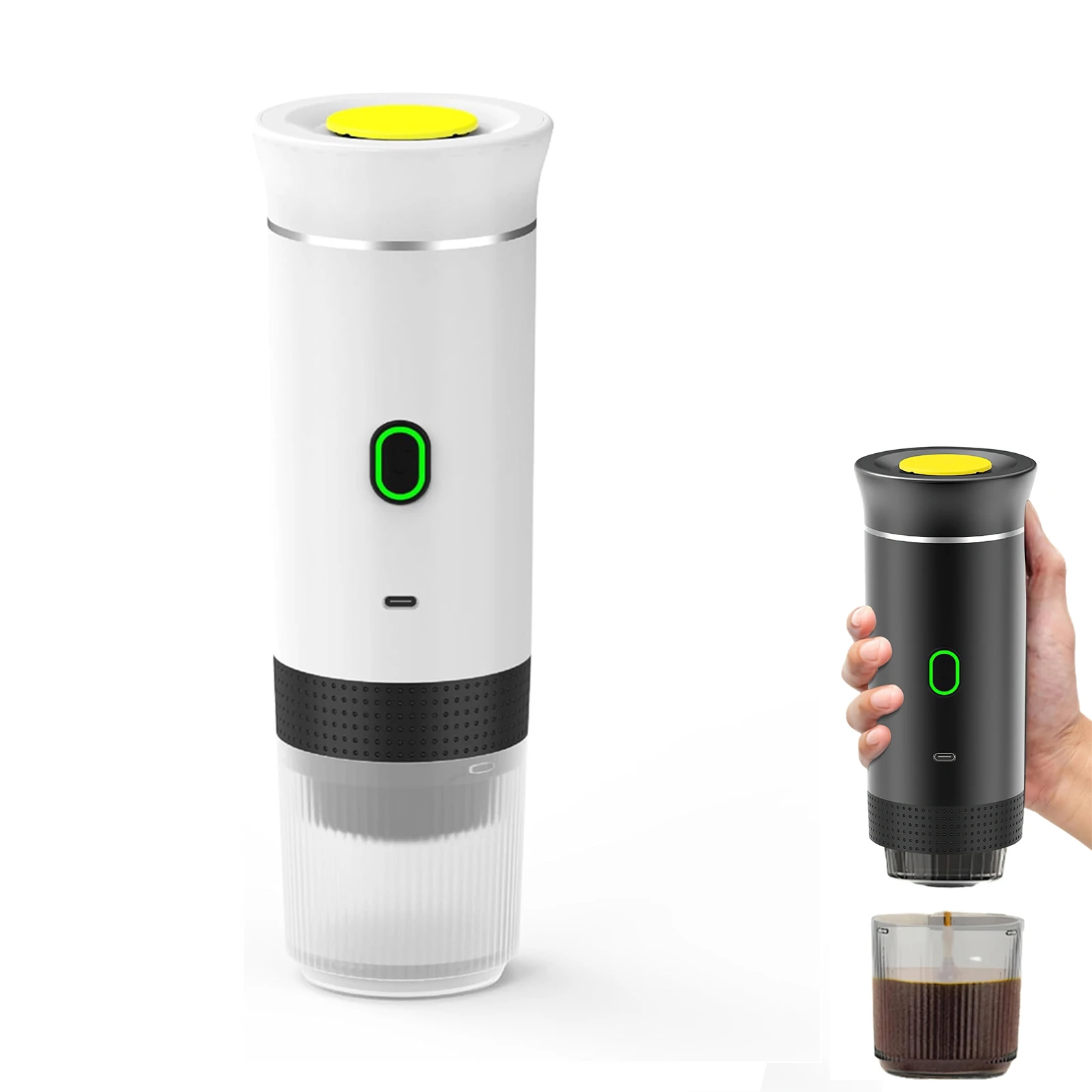 ماكينة صنع القهوة الكهربائية المحمولة، وعاء الاسبريسو، مضخة تسخين لاسلكية، ماكينة صنع القهوة للسفر والسيارة، إبريق قهوة 3 في 1