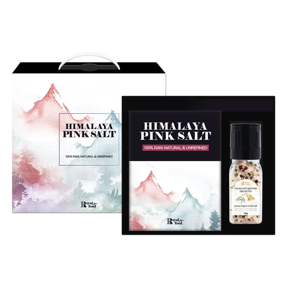 [New Year's Gift Set] Himalayan Pink Salt Pink Salt Gift Set 4 Colors Pepper Royal Refill Set (No. 4) Salt Gift Set Funeral Gift Salt Gift