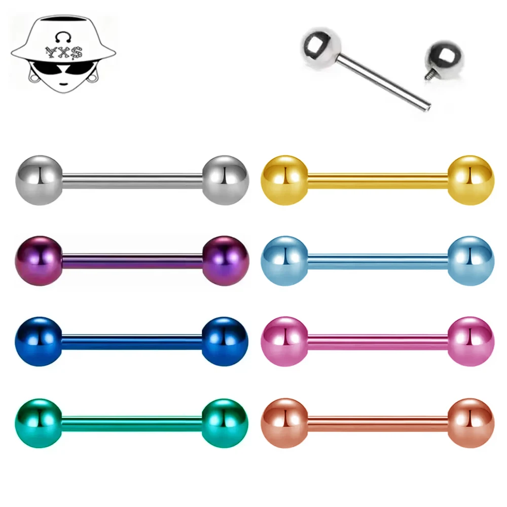 2pcs/lot ASTM F136 Titanium Implant Grade Anodizing Piercing Internal Thread Straight Barbells Tongue Ring Earrings Jewelry Bar