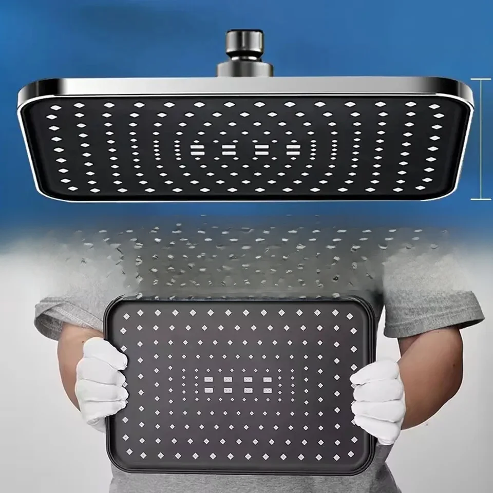 Nouveau 30 cm grande taille haute pression pomme de douche de pluie grande débit Booster pomme de douche de pluie 360 ° Rotation économie d'eau