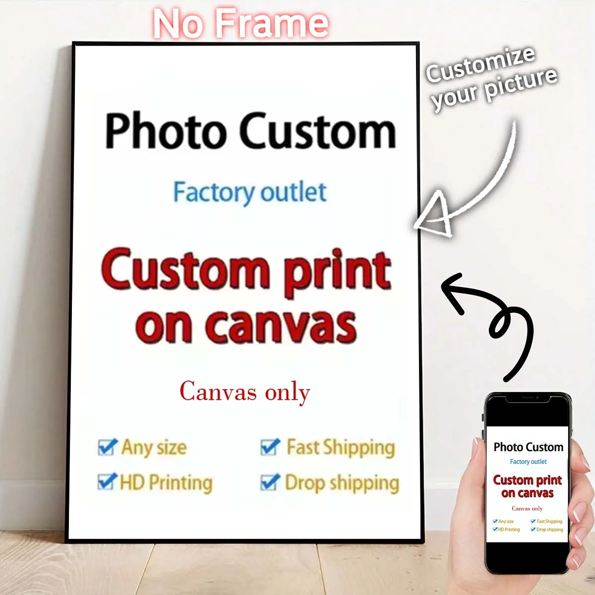 Customized Canvas Art 1 Piece Your Picture Home Decor Suitable for Festive Gifts Personalized Wall Painting