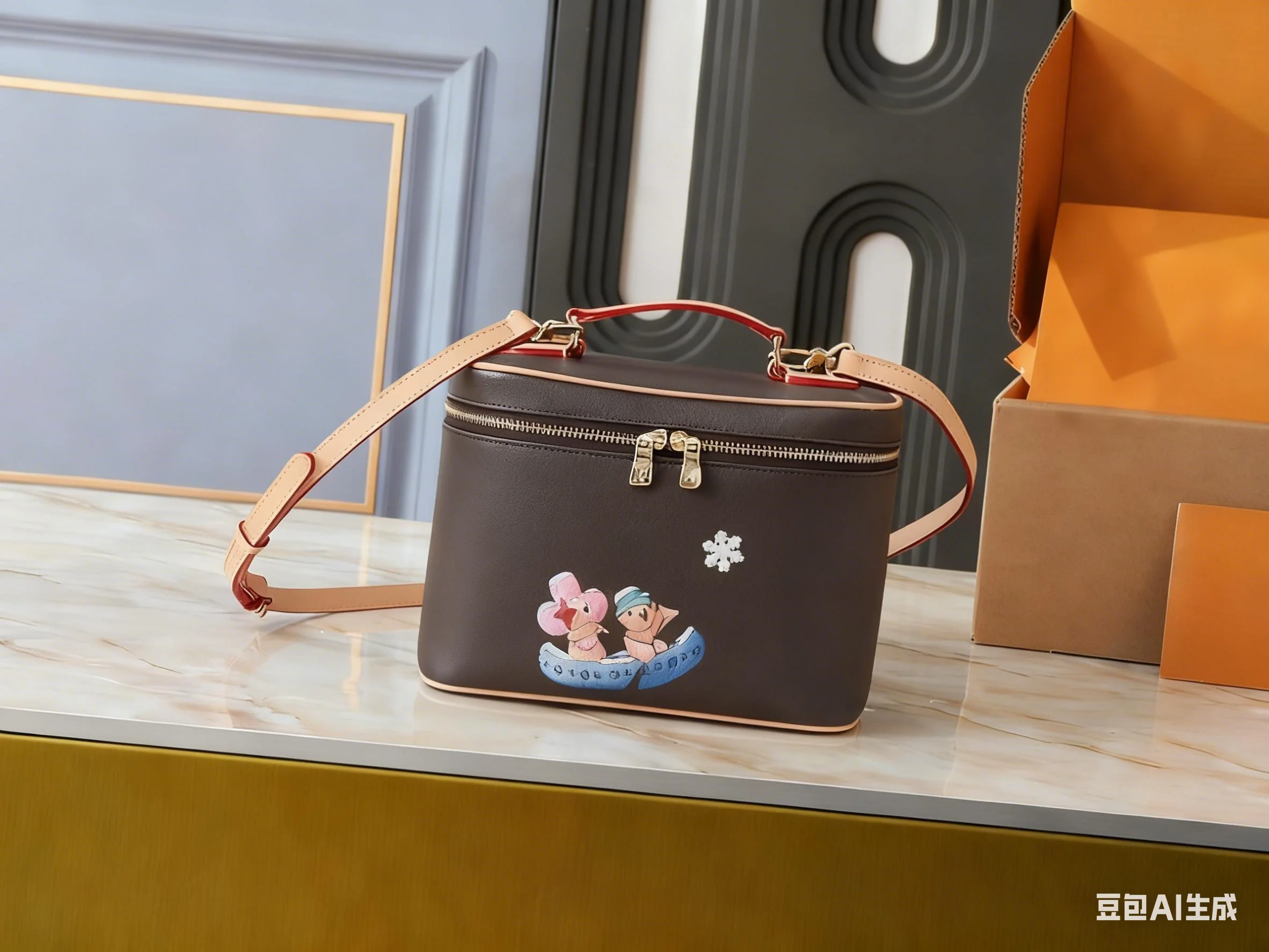 

2025 New Fashionable and Single Handle and Double Zippers Mini Makeup Bag