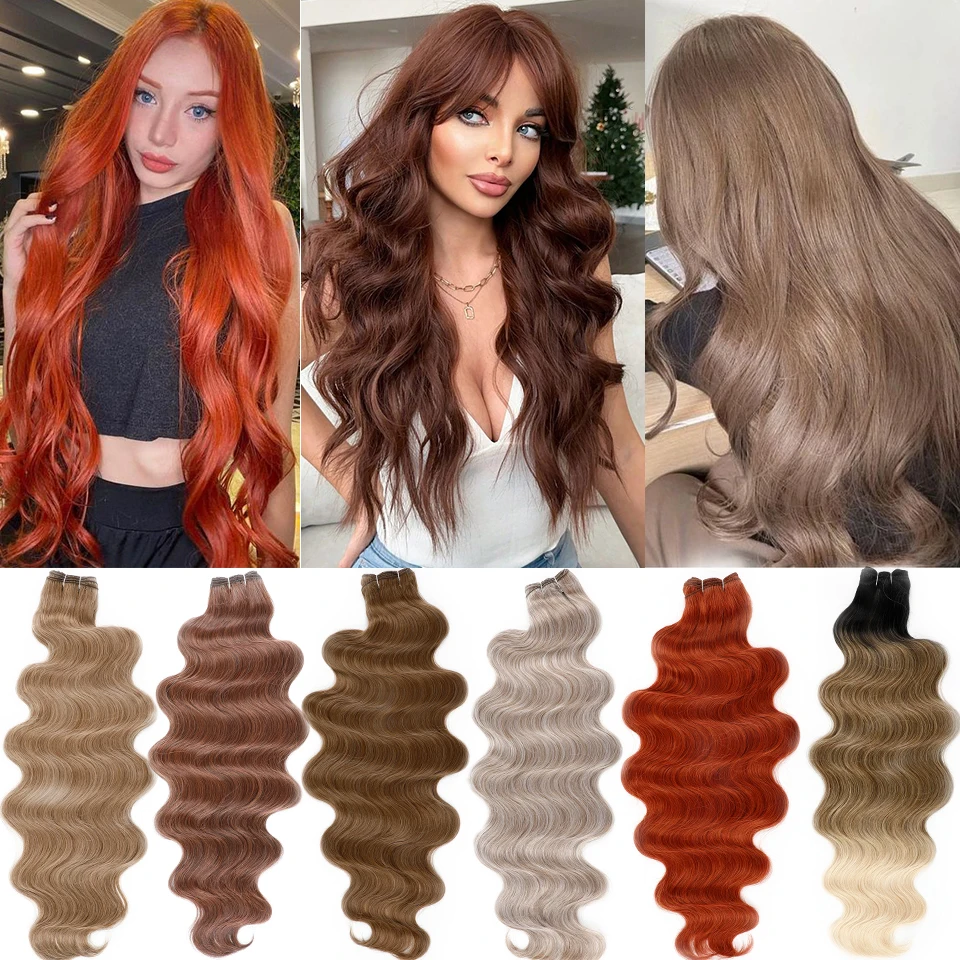 Magicae Body Wave 30 นิ้วนุ่มยาวสังเคราะห์ธรรมชาติหยัก Ombre 613 ผมสีบลอนด์ส่วนขยาย.