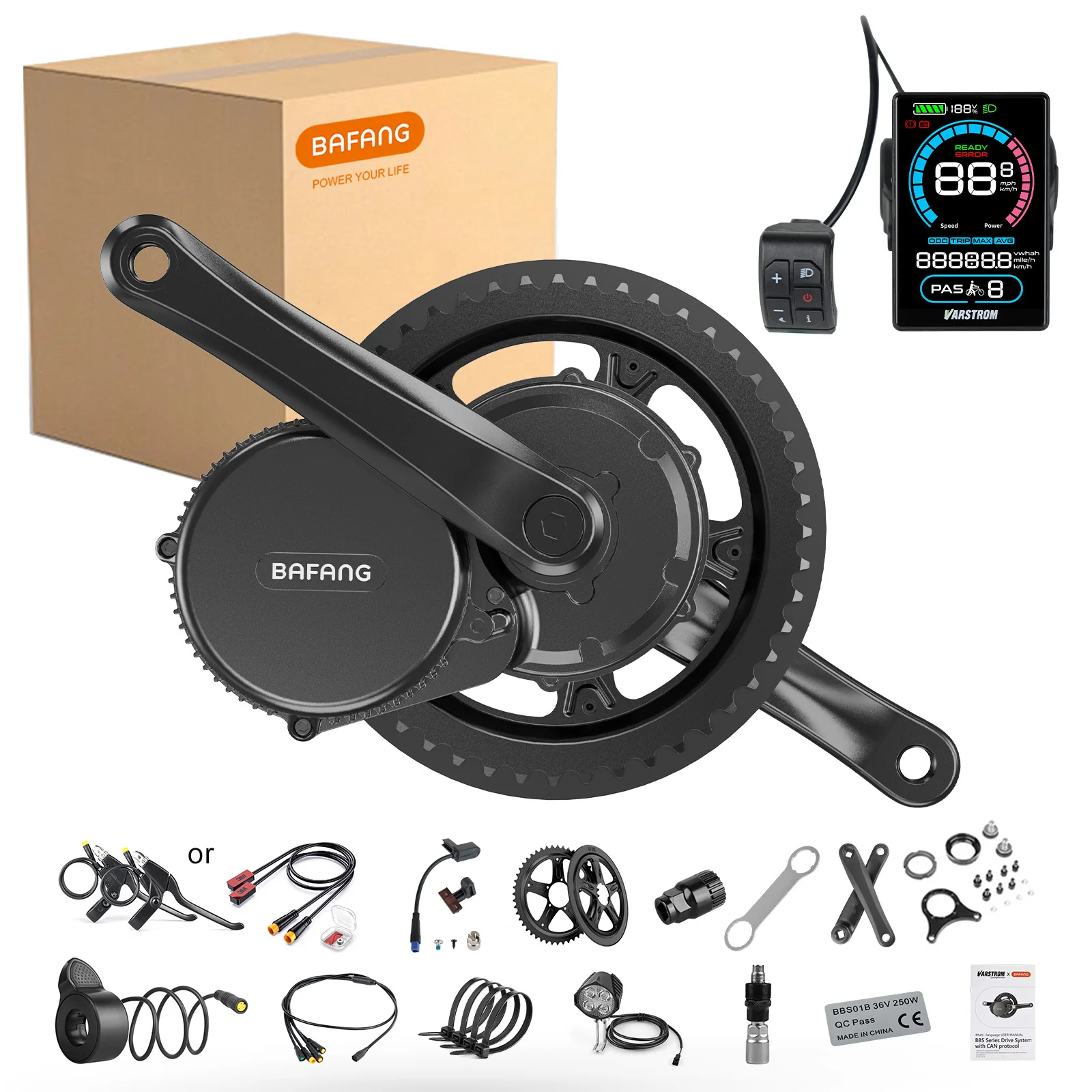 [EU Direktversand] BAFANG Mittelmotor mit Akku 36V 250W 350W 500W BBS01B 48V 750W 1000W 500W 250W BBS02B G340 Motor mit optionalem E-Bike-Display, kundenspezifische E-Bike-Umrüstsätze für BB 68mm