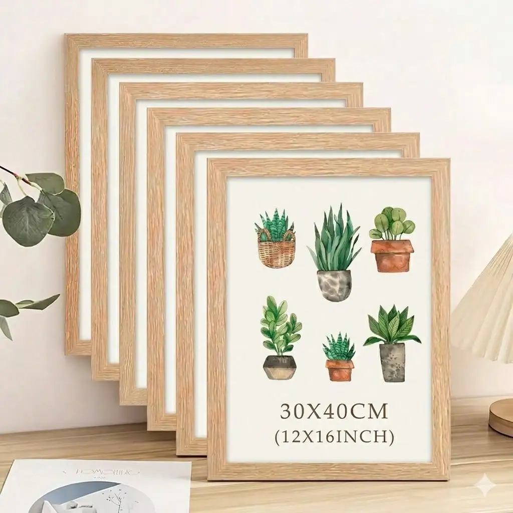 30x40cm Picture Frame Set 12x16 Inch Wooden Photo Frames 3 Pack /6 Pack Black Natural Wood Dark Brown Wall Mount Tabletop Display Home Art Decor