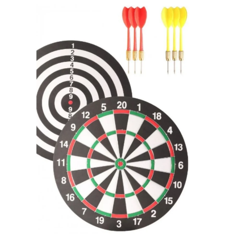 15/17 Inch Double Sided Delta Dart with 6 Arrows Practice Target Board Tip Steel 6 Gr Back and Front Different Game Wall Hanger Quality Surface Standard Child Development Beneficial Sport Activity