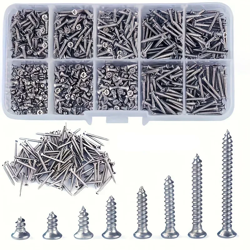 400pcs Self Tapping Wood Screws Set M2 Phillips Flat Head Sheet Metal Screw Self Tapping Screws Assortment Kit — zdjęcie 2