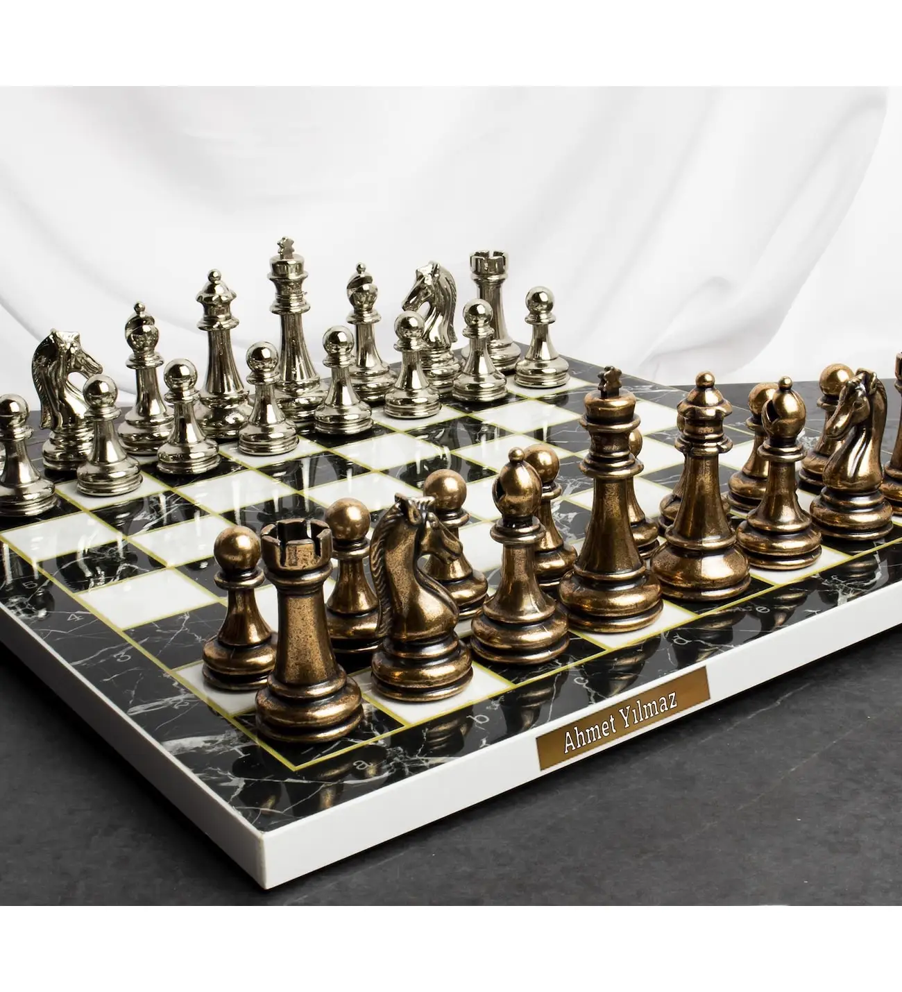 Bronze Color Classic Chess Set With Personalized Table Custom Design Free Shipping