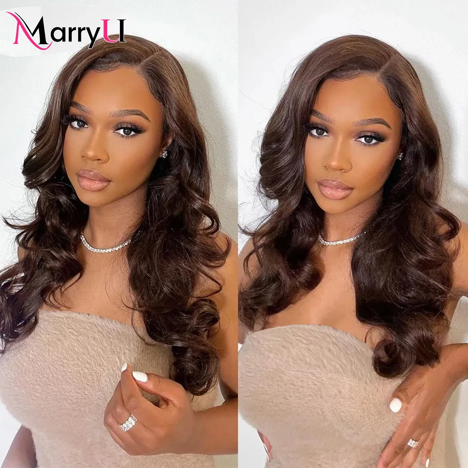 MURRYU wig cokelat renda depan rambut manusia untuk wanita hitam wig sebelum dipetik rambut manusia 13x4 gelombang tubuh renda coklat Frontal