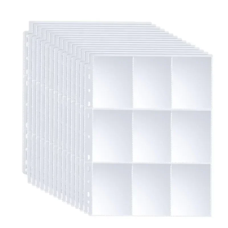 10 pièces A4 clair 68*93mm poches cartes Album Photo 11 trous Page pour carte de jeu de société Double face pochettes de cartes classeur