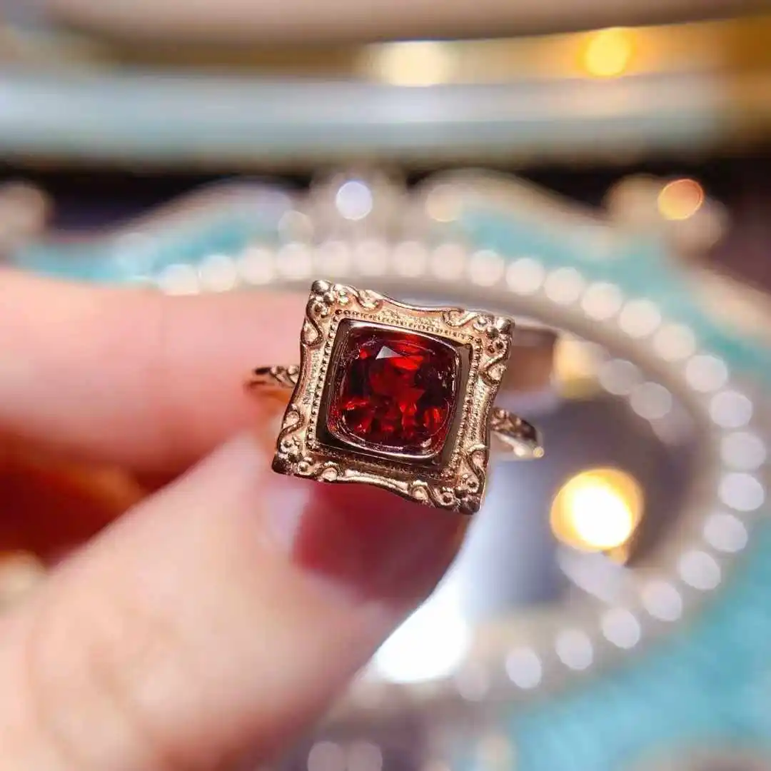 

Женское роскошное кольцо KJJEAXCMY с натуральным драгоценным камнем, гранат, новое, из чистого серебра 925 пробы, подарок для девушки