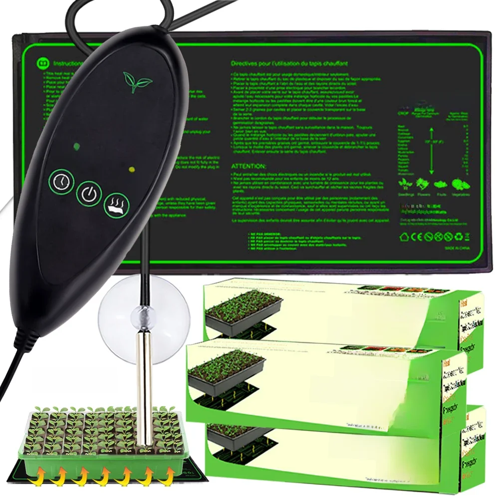 110V/220V Seedling Heating Mat with Temperature Controller Waterproof Nursery Warmth Pad for Plant Hydroponic Seeds Germination